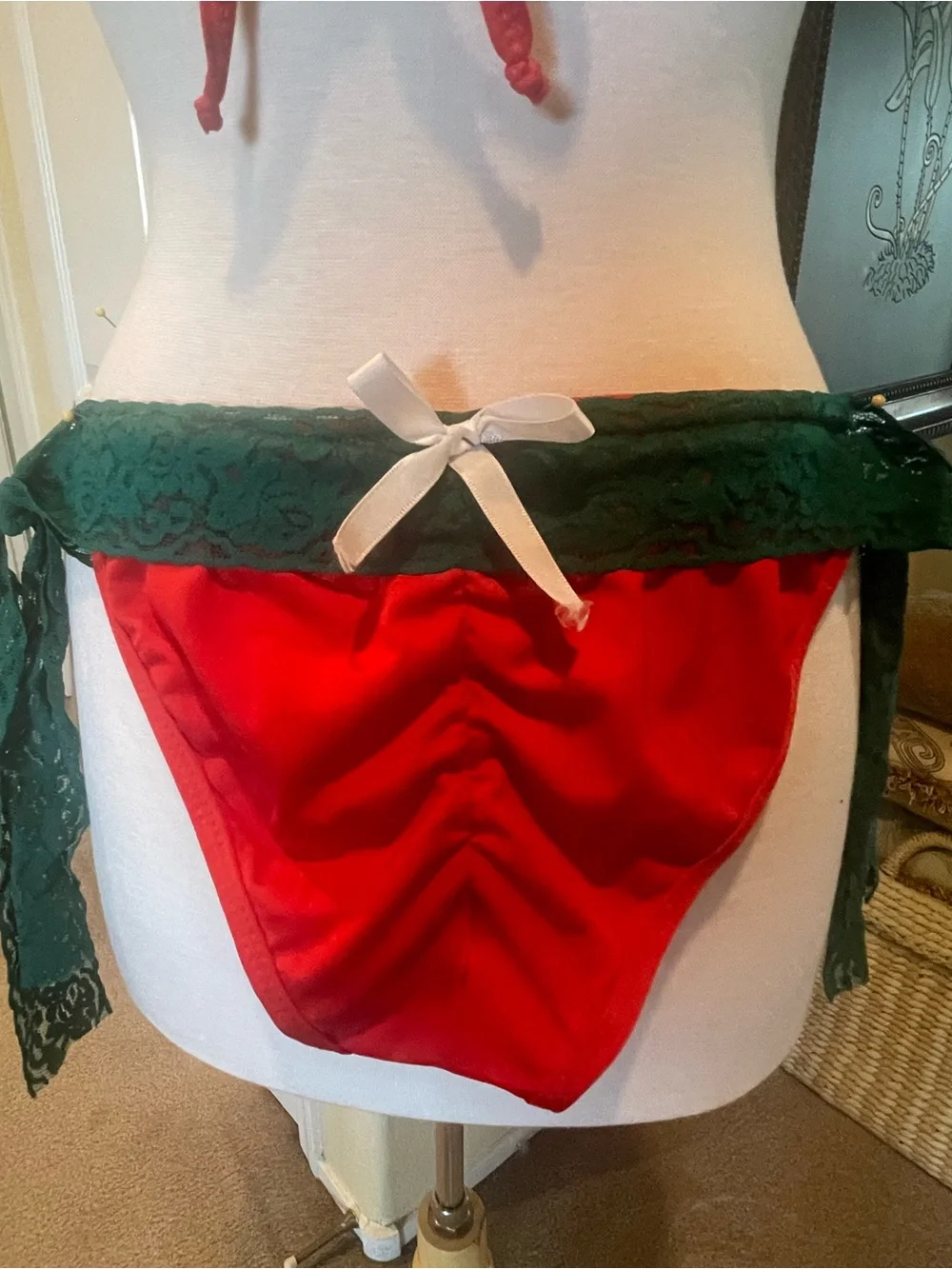 Red & Green Lace Halter Bikini Set - Women Intimates & Sleepwear